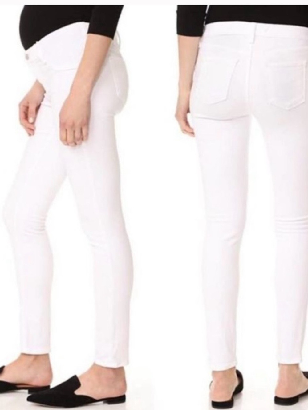 J Brand Maternity Mama J Ruby Women's Cropped Cigarette Jeans in White Denim